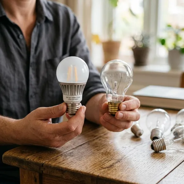 Verschil tussen led, halogeen, gloeilamp en spaarlamp